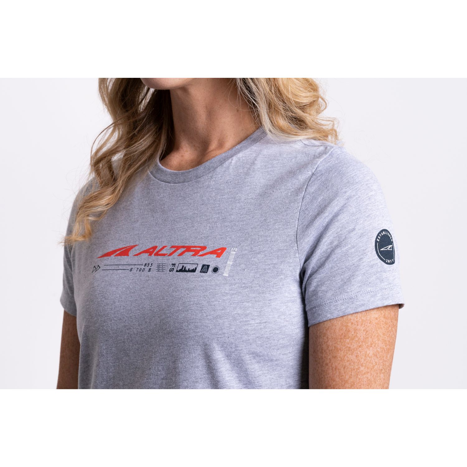 Camiseta Altra Classic Mujer Gris Claro Rojas | España-54683099